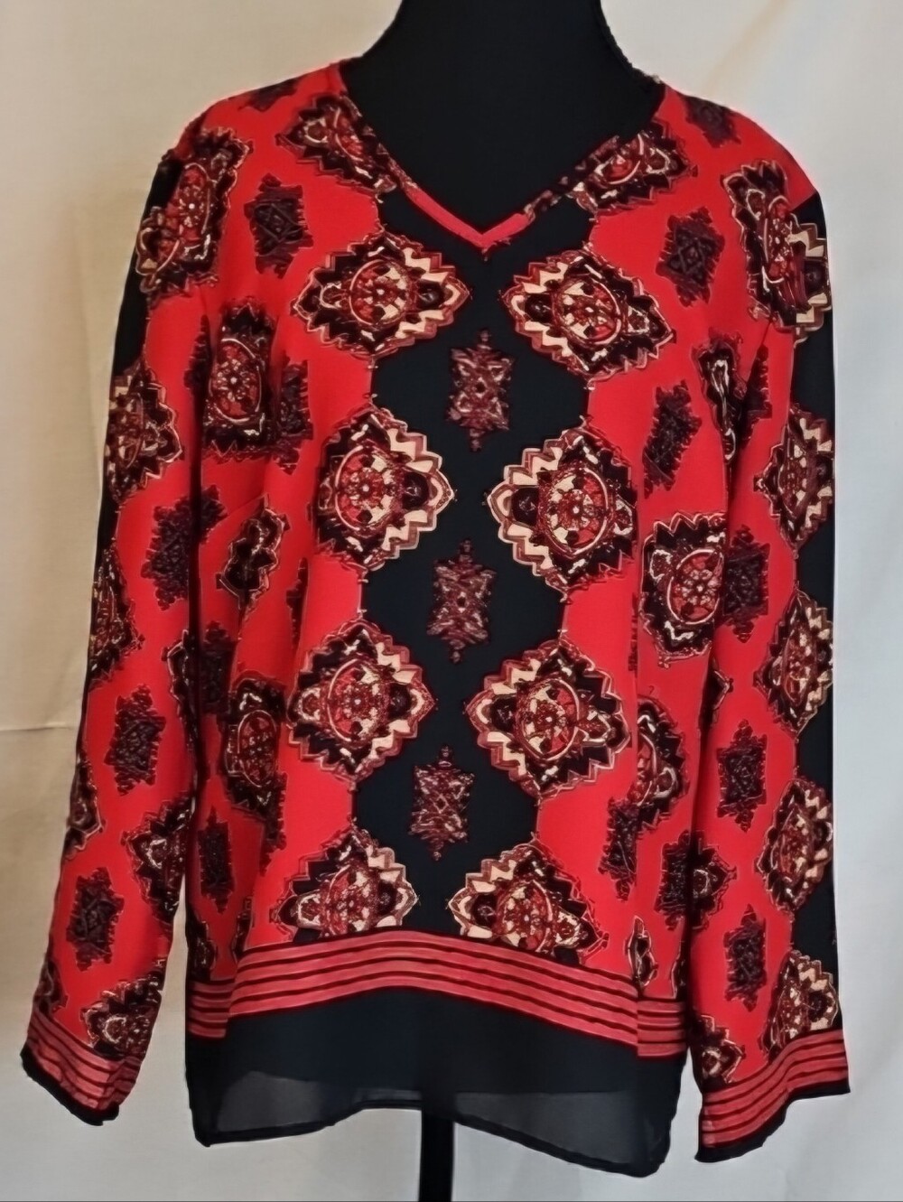 Elegant Red and Black Women's Blouse